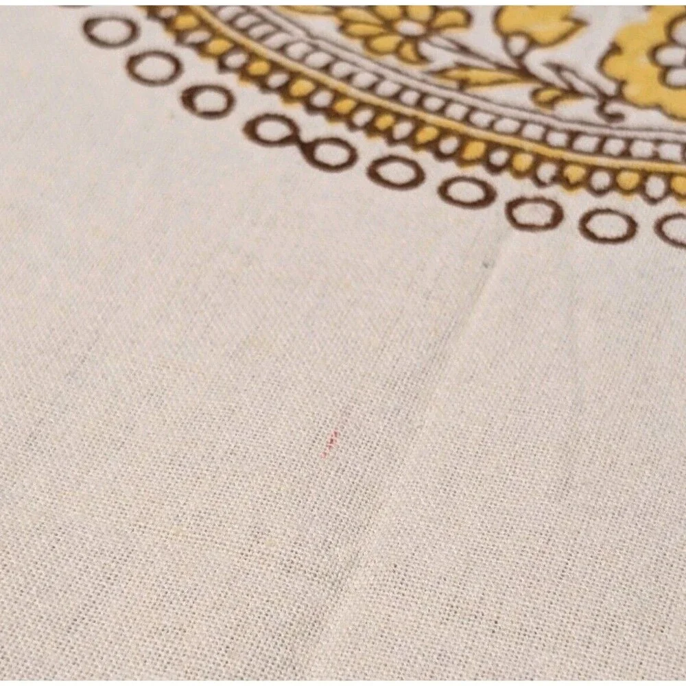 ​Modern Boho Table Runner Mustard Yellow Hand Stamped Block Eccentric Decor Gift